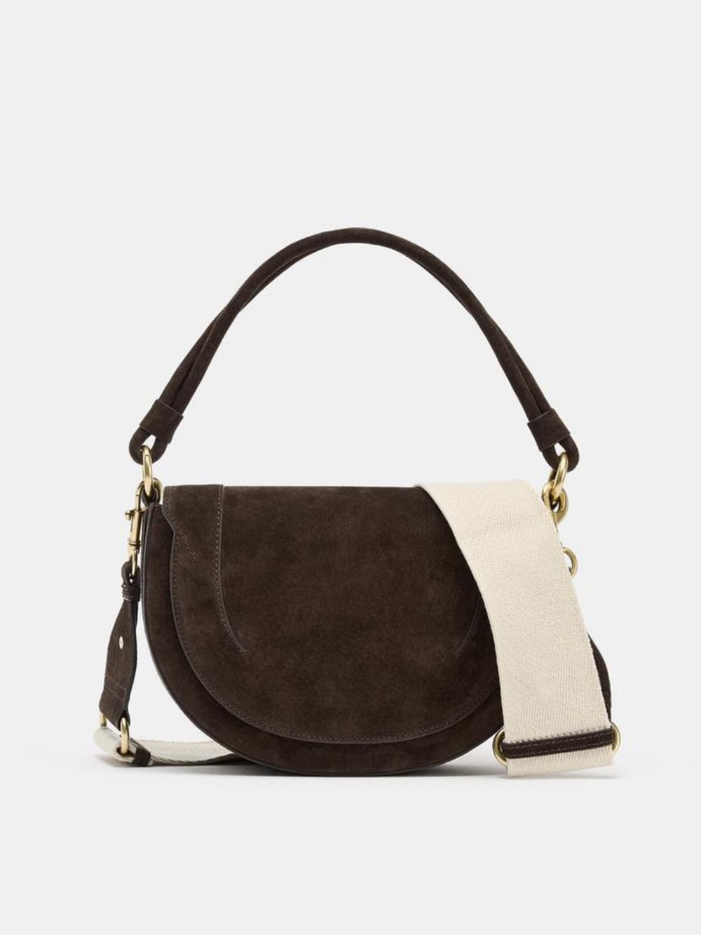 ZARA LEATHER CROSSBODY BAG in CHOCOLATE BROWN